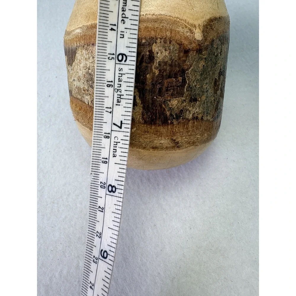 Pier One Wooden Pear‎ Turned Wood Metal leaf, 8 x 4